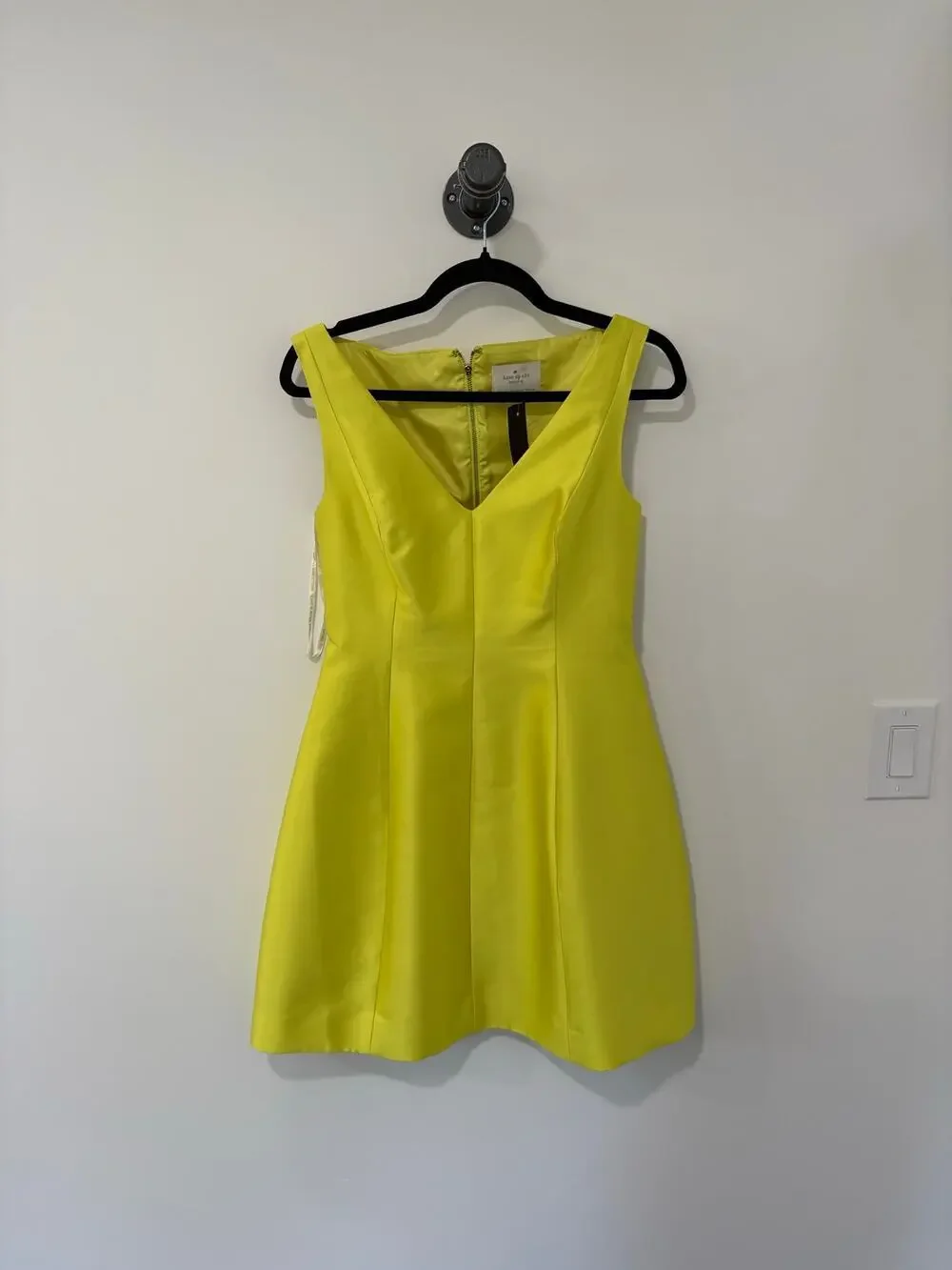 Kate Spade Yellow Satin V-Neck Mini Dress Size 6